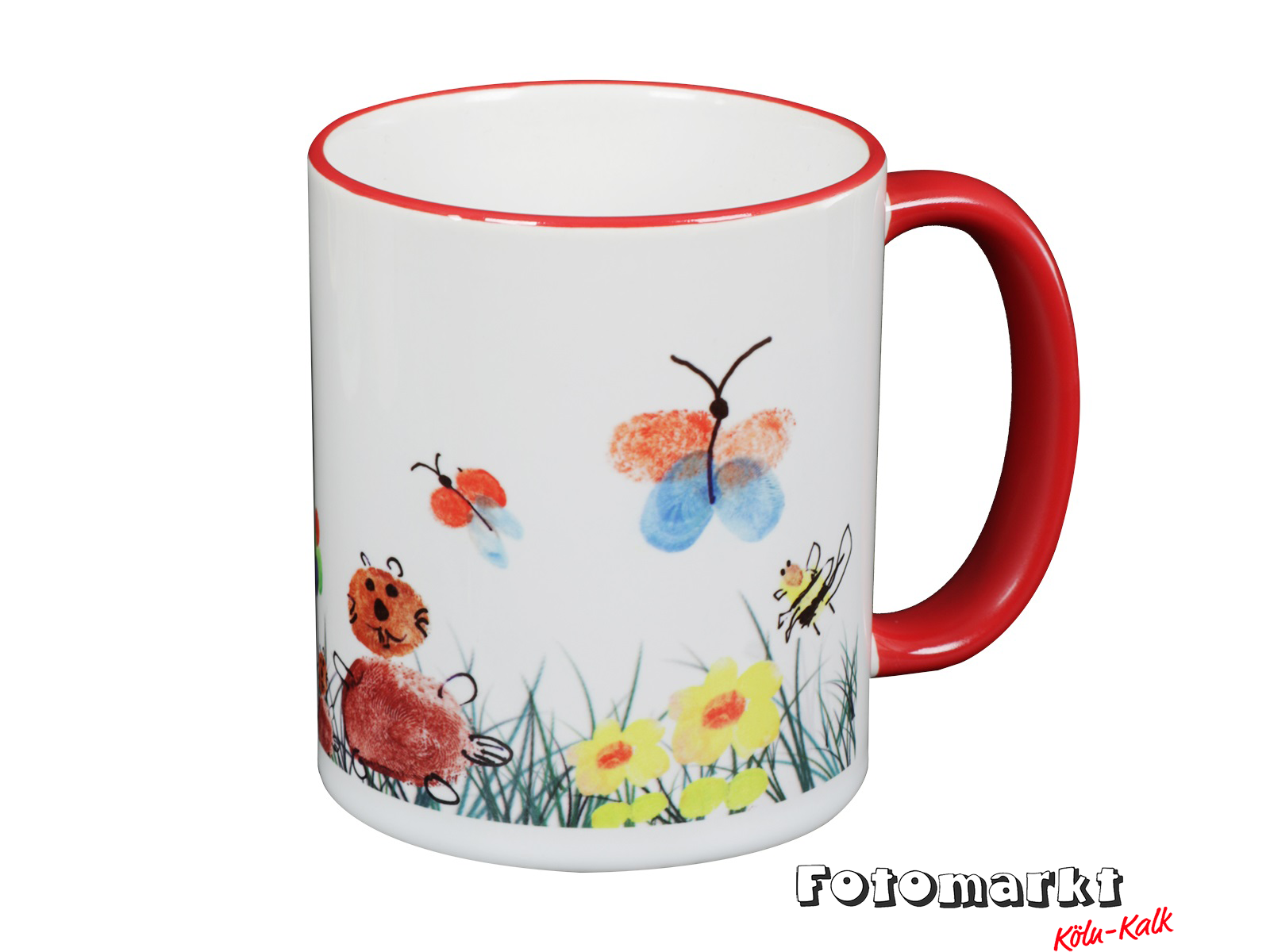 Fotomarkt Köln-Kalk, Fototasse, Farbtasse rot, Fotobecher