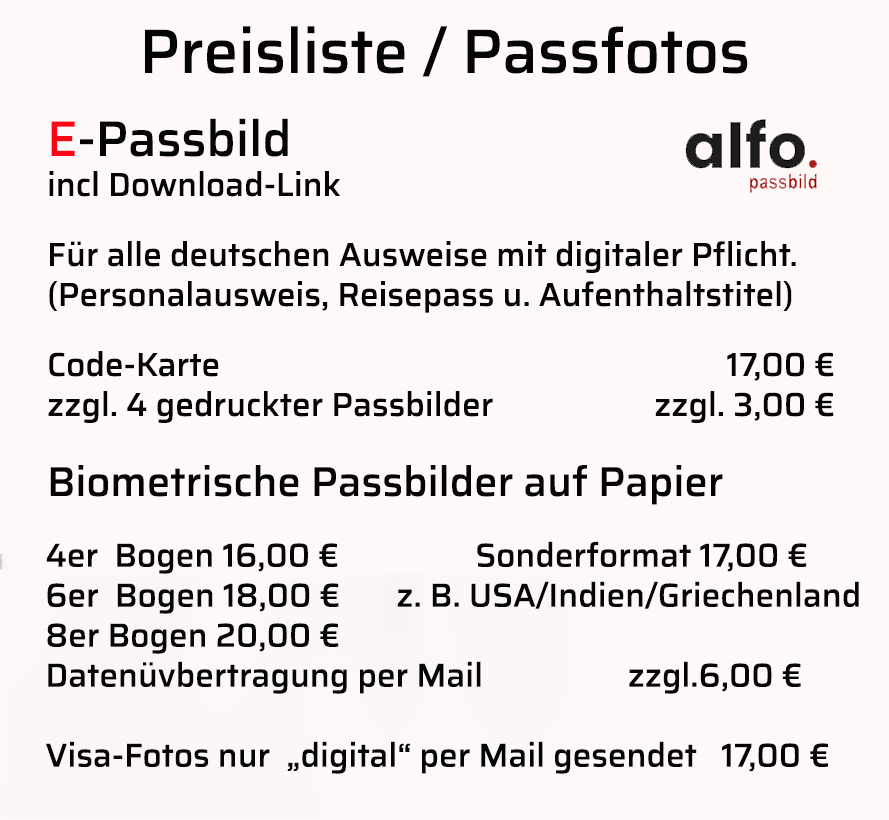 Fotomarkt Köln-Kalk, Passbilder, E-Pass, Passfoto mit Code